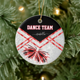 Tanzteam Schwarz, Weiß und Rot Glitzer Keramik Ornament