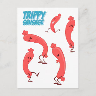 Tanztrippy-Wurst-Karikatur drucken Postkarte