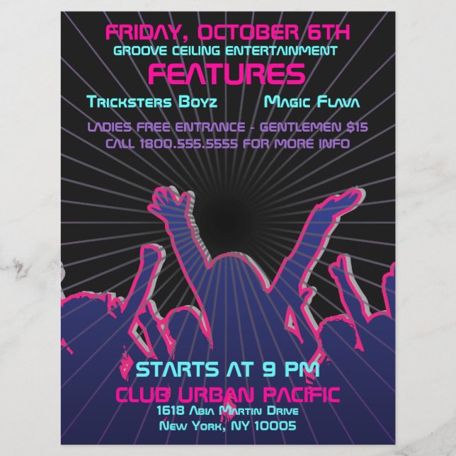 Tanzvorlage für den Nachtclub Rave Flyer (Vorne)