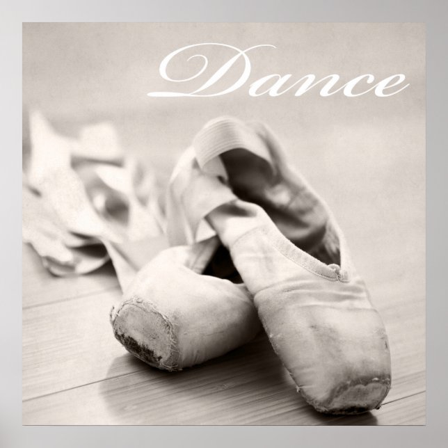 Tanzvorlage für Sepia Ballet Slipper Pointe Shoes Poster (Vorne)