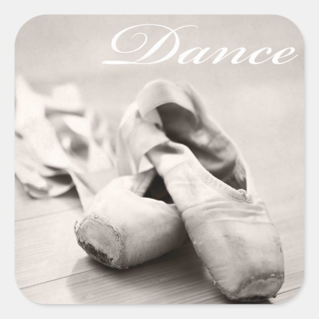 Tanzvorlage für Sepia Ballet Slipper Pointe Shoes Quadratischer Aufkleber (Vorderseite)