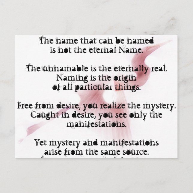 Tao Te Ching wird Ihr Leben verändern Postkarte (Vorderseite)
