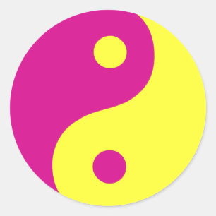 Taoistisches Yin-Yang-Symbol Rosa Runder Aufkleber