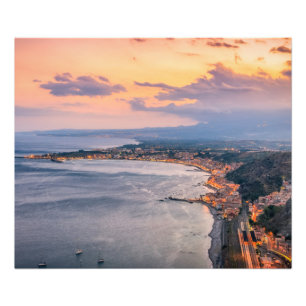 Taormina am Dämmerungs-Foto-Druck Fotodruck