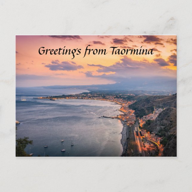 Taormina bei der Abendkarte Postkarte (Vorderseite)