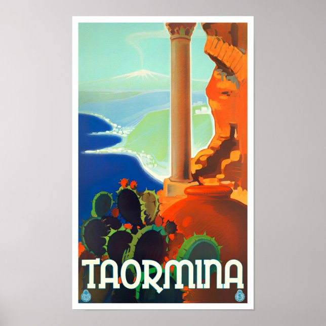 Taormina Italien Jahrgang Reise Poster (Vorne)