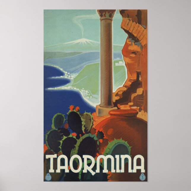 Taormina Sicily Italien VintageTravel Poster (Vorne)