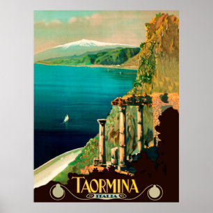 Taormina, Sizilien, Italien, Blick auf die Küste Poster