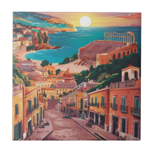 Taormina, Sizilien Stilist Wasserfarbenmalerei Fliese