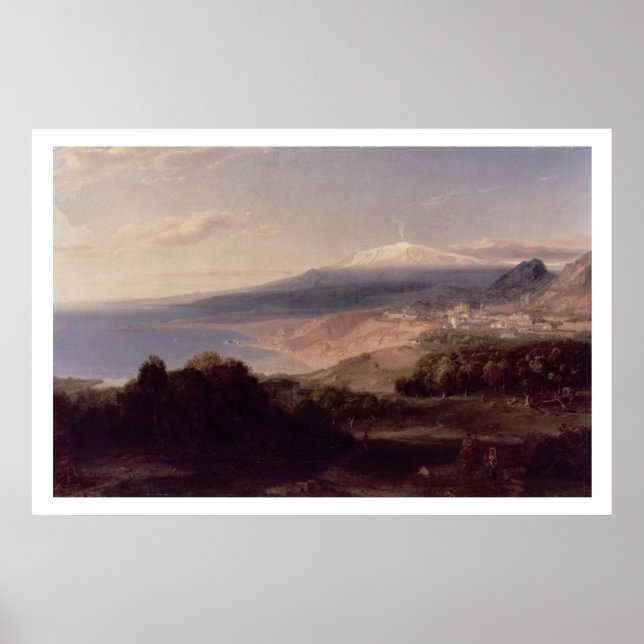 Taormina und Ätna, c.1840 (Öl auf Leinwand) Poster (Vorne)