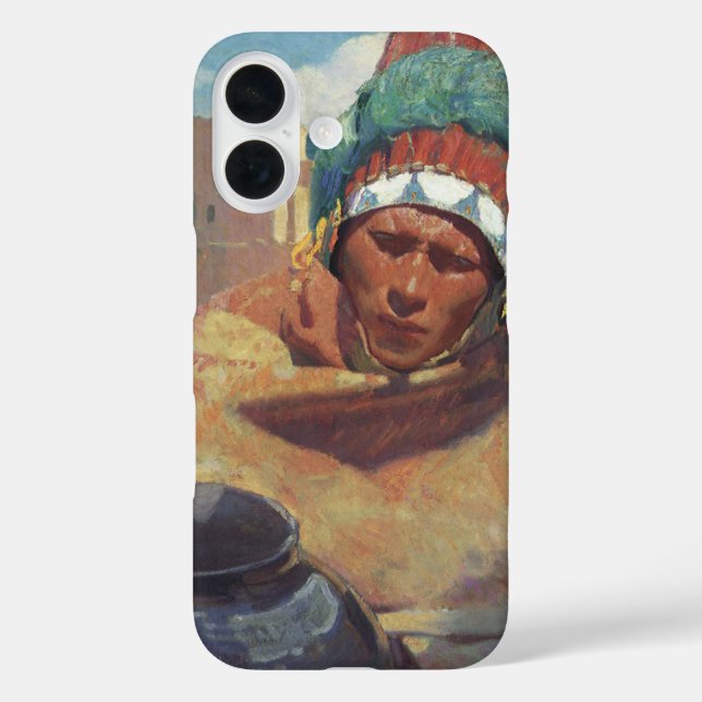 Taos Indian Hola Water Jug by Blumenschein iPhone 16 Hülle (Rückseite)