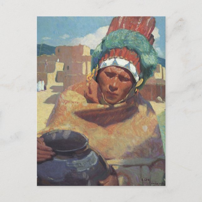 Taos Indian Hola Water Jug by Blumenschein Postkarte (Vorderseite)
