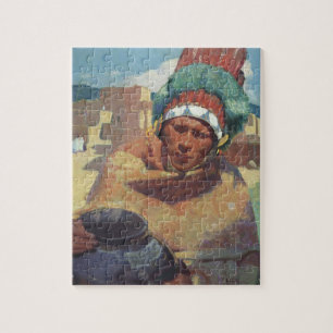 Taos Indian Holding a Water Jug von Blumenschein