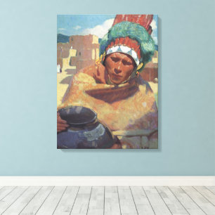 Taos Indian Holding a Water Jug von Blumenschein Leinwanddruck