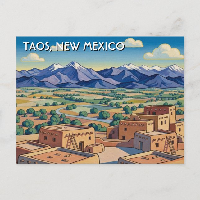 Taos New Mexico Travel Postkarte (Vorderseite)