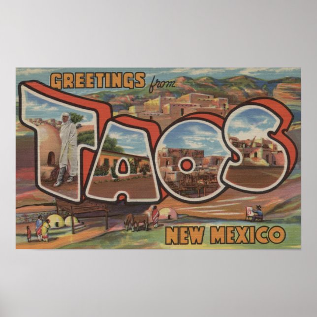 Taos, New MexicoGroße BuchstabenszenenTaos, NM Poster (Vorne)