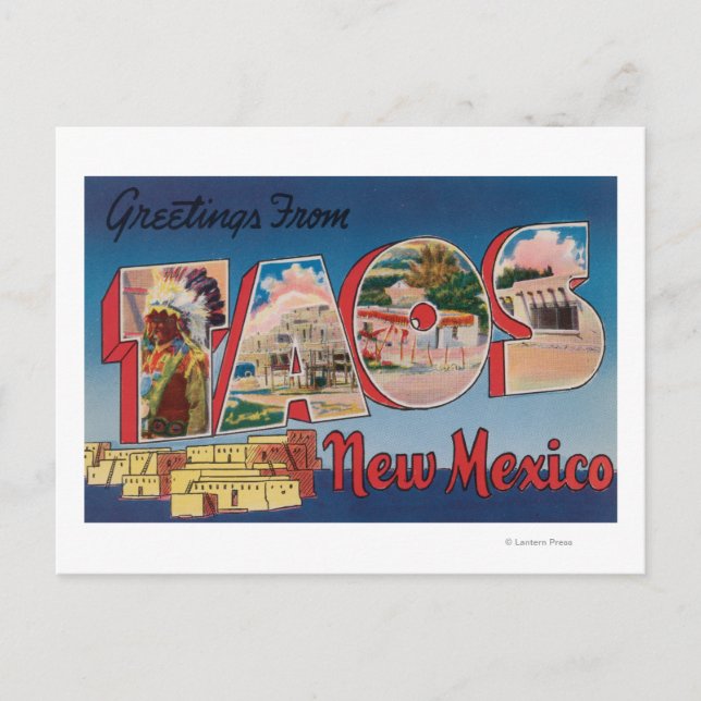 Taos, New MexicoGroße BuchstabenszenenTaos, NM Postkarte (Vorderseite)