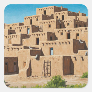 Taos Pueblo New Mexico Quadratischer Aufkleber