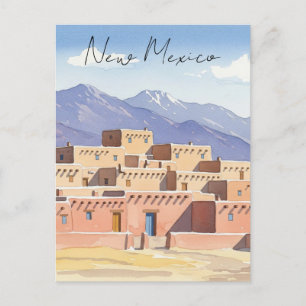 Taos Pueblo New Mexico Wassercolor Postkarte