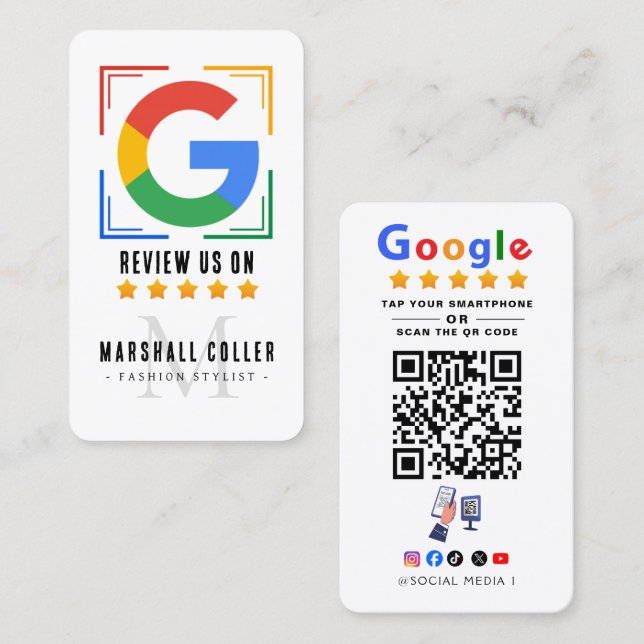 Tap to Review Google Review QR Code Google Ratings Visitenkarte (Vorne/Hinten)
