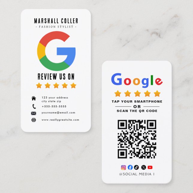 Tap to Review Google Review QR Code Google Ratings Visitenkarte (Vorne/Hinten)