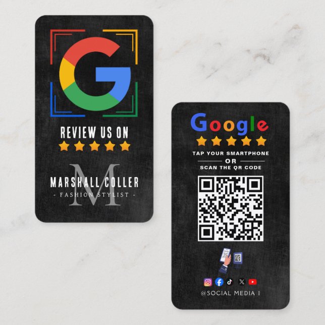 Tap to Review Google Review QR Code Google Ratings Visitenkarte (Vorne/Hinten)