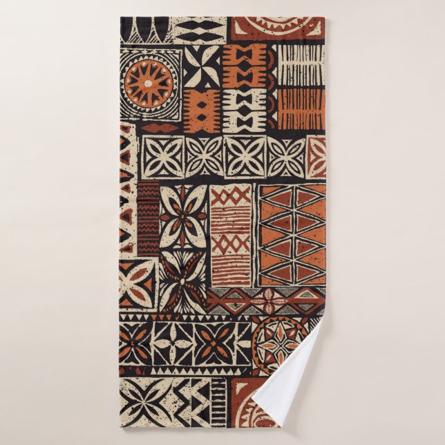 Tapa tissu tribal de style hawaïen abstrait patchw (Serviette de bain)