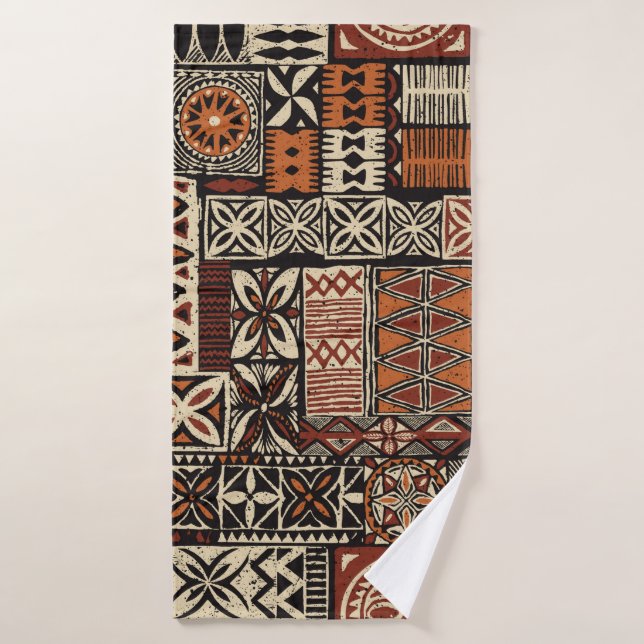 Tapa tissu tribal de style hawaïen abstrait patchw (Serviette de bain)