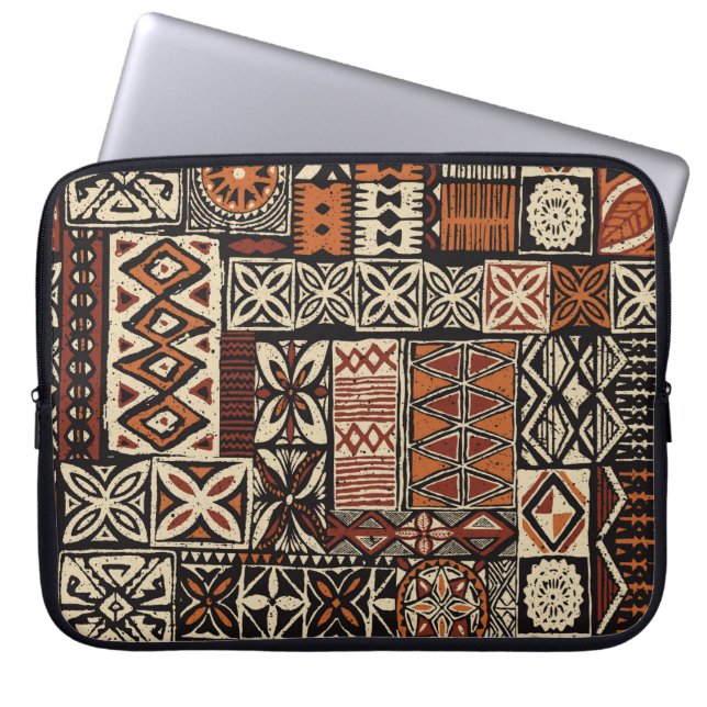 Tapa-Tribal im hawaiianischen Stil, abstrakter Pat Laptopschutzhülle (Vorderseite)
