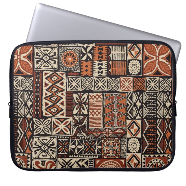 Tapa-Tribal im hawaiianischen Stil, abstrakter Pat Laptopschutzhülle (Vorderseite)