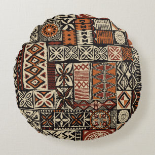 Tapa-Tribal im hawaiianischen Stil, abstrakter Pat Rundes Kissen