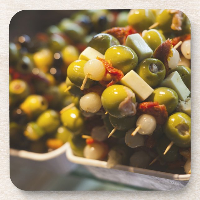 Tapas aus gestopften Oliven Getränkeuntersetzer (Vorderseite)