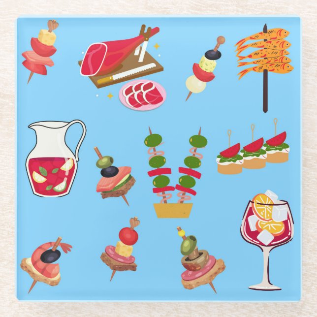 Tapas-Party Glasuntersetzer (Vorderseite)