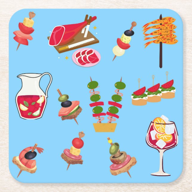 Tapas-Party Rechteckiger Pappuntersetzer (Vorderseite)