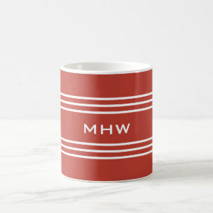Tapato Red Stripes personnalisé monogramme tasses