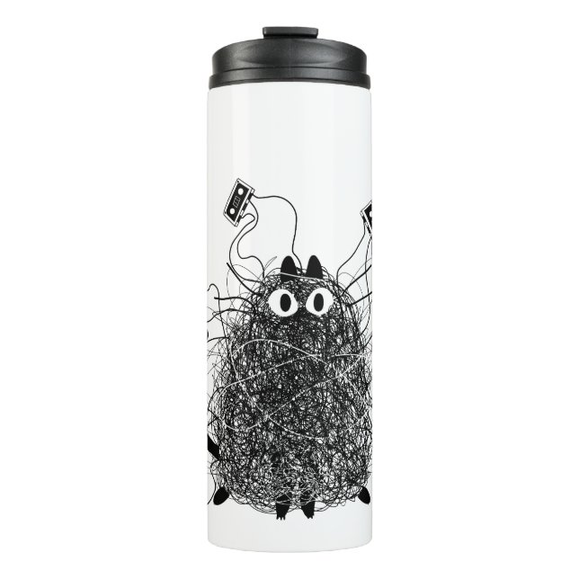 Tape-Zange-Schwarze Katze Thermosbecher (Vorderseite)