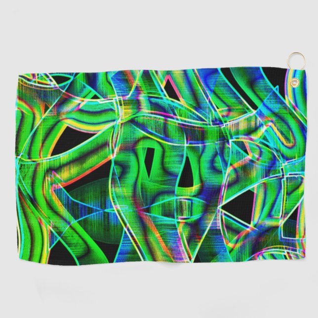 Tapeähnliche Kurven, farbige und grüne Neon oder R Golfhandtuch (Horizontal)