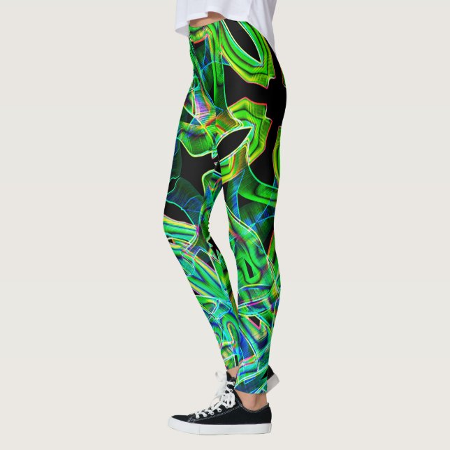 Tapeähnliche Kurven, farbige und grüne Neon oder R Leggings (Links)