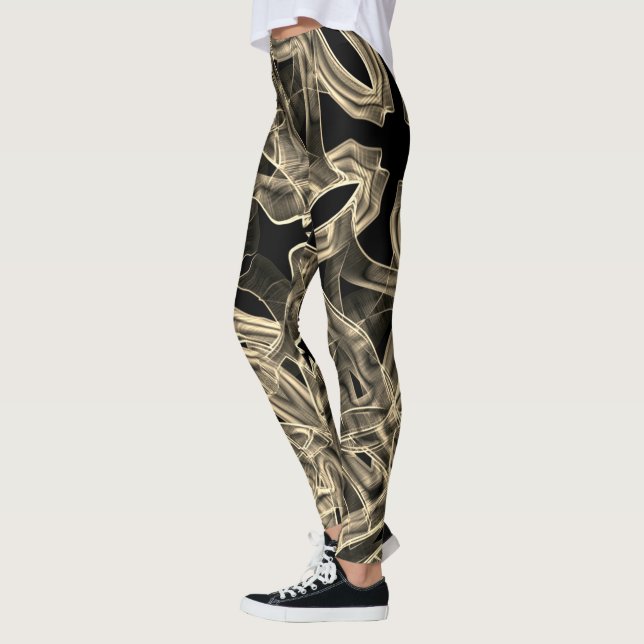 Tapeähnliche Kurven, khaki- oder beigefarbene Lini Leggings (Links)