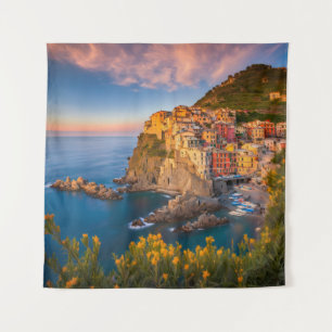 Tapesti Blume Sunset Cinque Terre Italien Küste Wandteppich