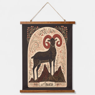 Tapestry Aries Celestial Zodiac Art Wandteppich Mit Holzrahmen