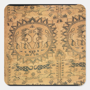 Tapestry, asiatischer Western, 7.-8. Jahrhundert Quadratischer Aufkleber