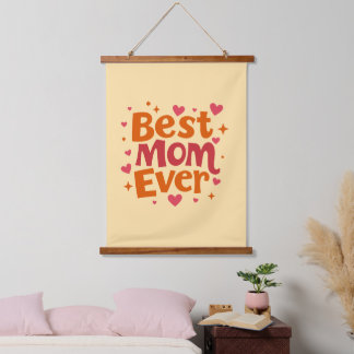 Tapestry "Beste Mutter aller Zeiten" aus Holz Wandteppich Mit Holzrahmen