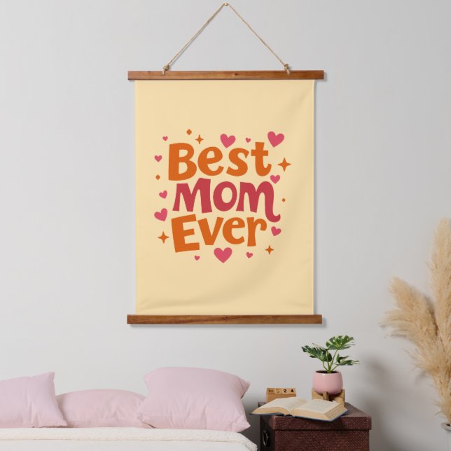 Tapestry "Beste Mutter aller Zeiten" aus Holz Wandteppich Mit Holzrahmen (Schlafzimmer)
