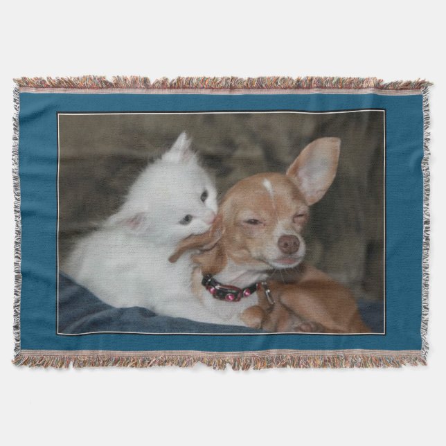TAPESTRY BLANKET "KATZE UND HUND". DECKE (Vorderseite)