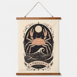 Tapestry Cancer Celestial Zodiac Art Wandteppich Mit Holzrahmen