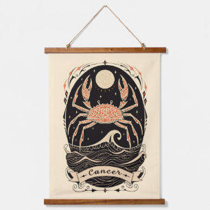 Tapestry Cancer Celestial Zodiac Art Wandteppich Mit Holzrahmen