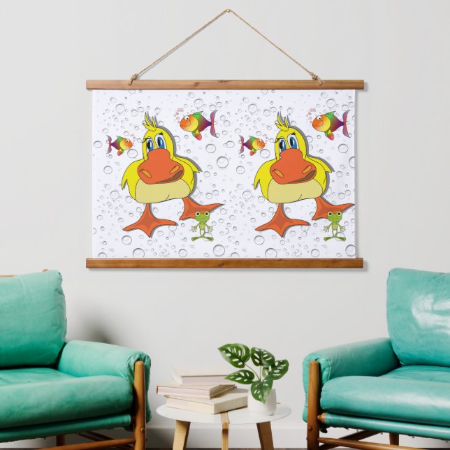 Tapestry Duck Wandteppich Mit Holzrahmen (Wohnzimmer)