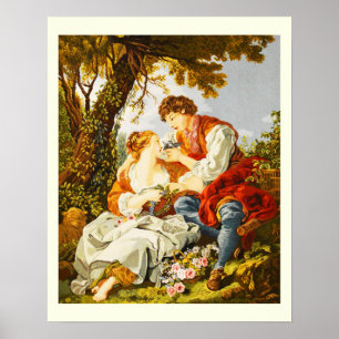 Tapestry einer Vintagen Szene Poster