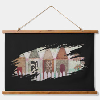 Tapestry - Fenced Houses Brushstroke Wandteppich Mit Holzrahmen